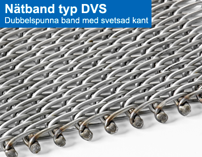 Nätband typ DVS. Dubbelspunna band med svetsad kant