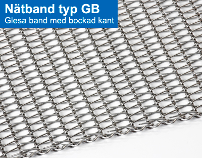 Nätband typ GB. Glesa band med bockad kant