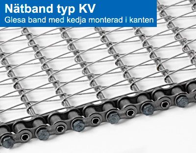 Nätband typ KV. Glesa band med kedja monterad i kanten