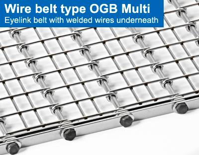 Wire belt type OGB Multi. Eyelink belt with welded wires underneath