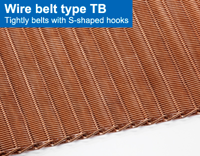 Wire belt type TB. Tightly belts with S-shaped hooks.