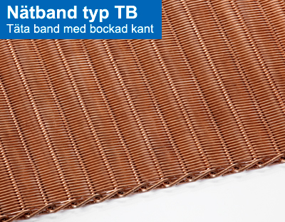 Nätband typ TB. Täta band med bockad kant
